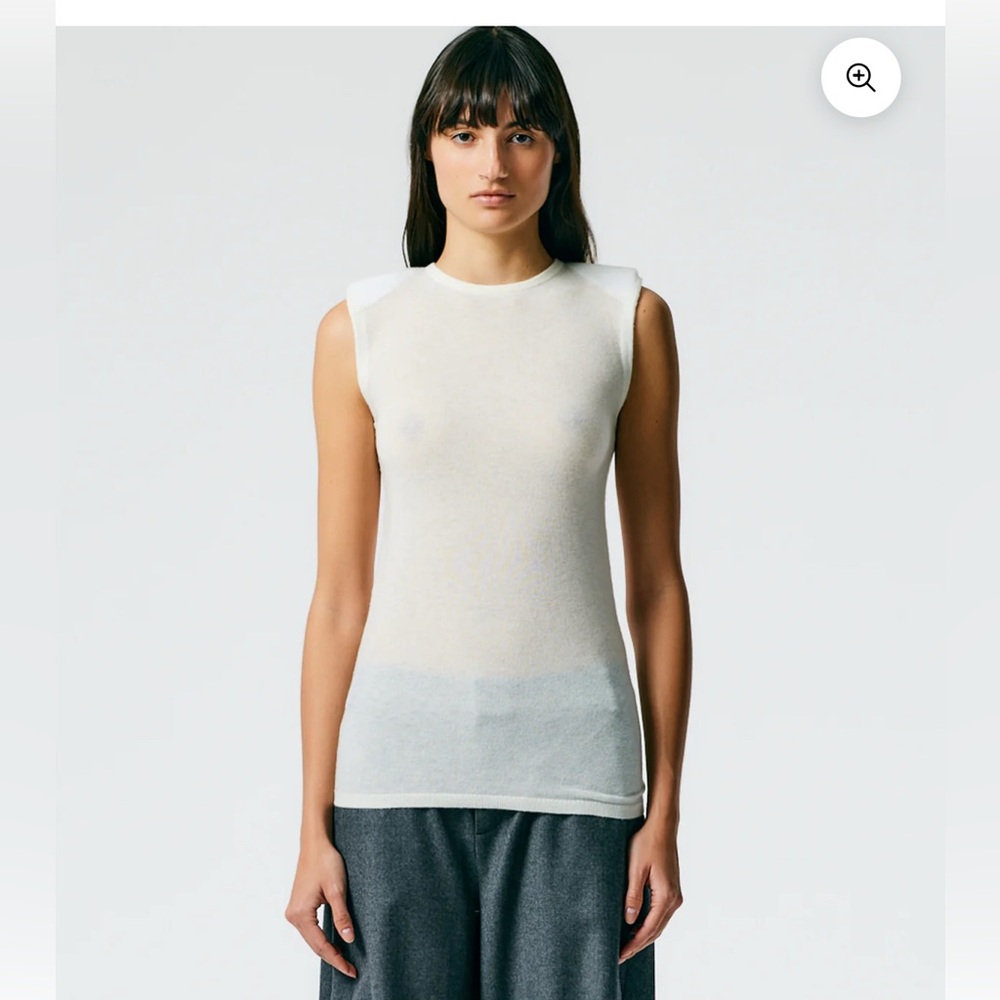 Tibi Mercerized Wool Tube Tank with Shoulder Pads
